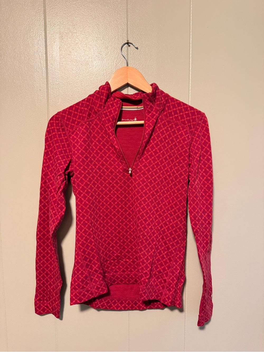 Pink and red smartwool Quarter-Zip Pullover
